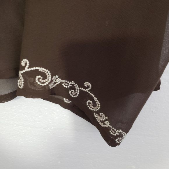 NWT Ann Taylor Petites XSP 100% Silk Embroidered and Beaded Sheer V-neck Blouse - Picture 6 of 10